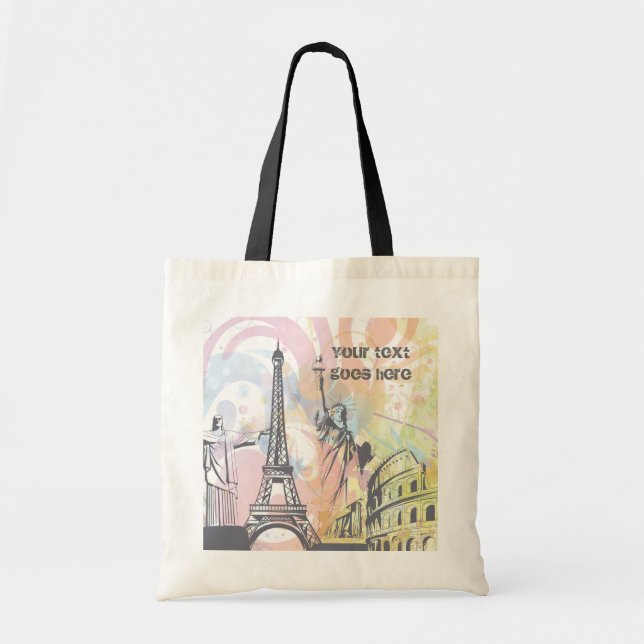 Bolsa Tote Monumentos do saco de tote personalizado do mundo (Frente)