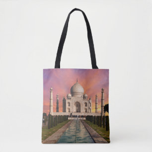 Bolsa Tote Monumentos Visão Colorida do Taj Mahal