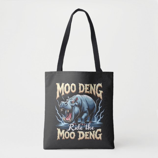 Bolsa Tote Moo Deng Ride the Moo Deng Funny Hippo (Frente)