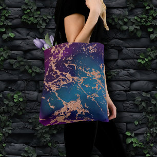 Bolsa Tote Moody Luxe Marble Rosa Roxo Profundo e Teal Dour