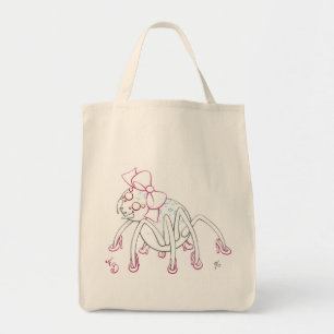 Bolsa Tote Moon a aranha que veste um arco cor-de-rosa e os