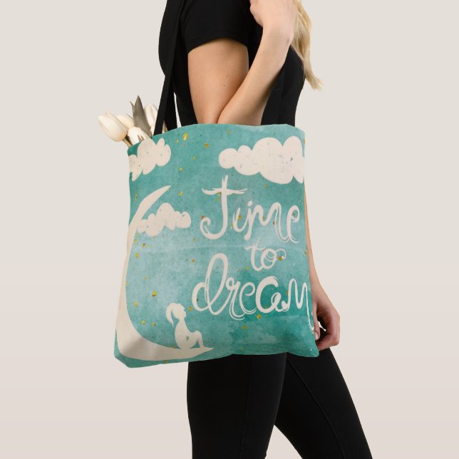 Bolsa Tote Moon Clouds Inspirando Cotação de Sonho (Close Up)