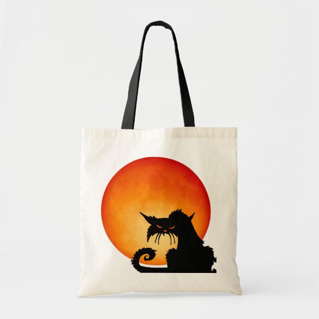 Bolsa Tote Moon Laranja de Gato Negro (Frente)