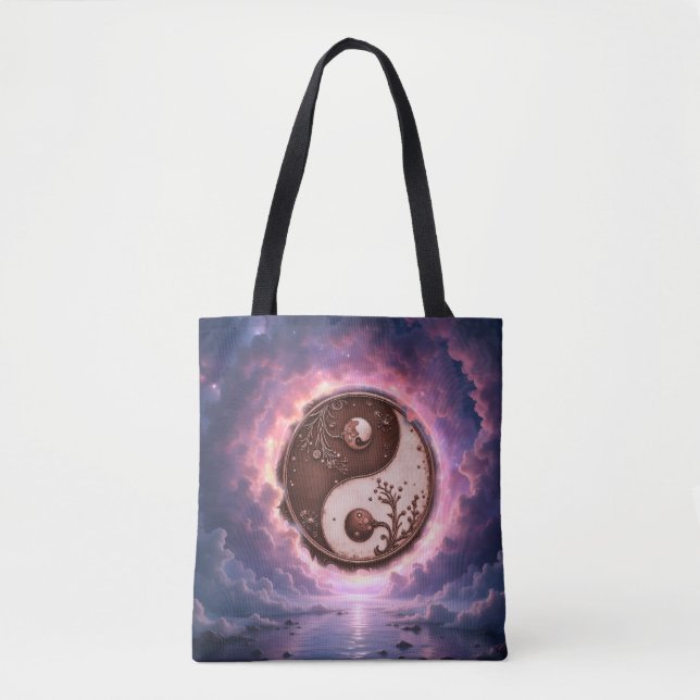 Bolsa Tote Moonlit Balance – Yin Yang of Eternal Light.  (Frente)