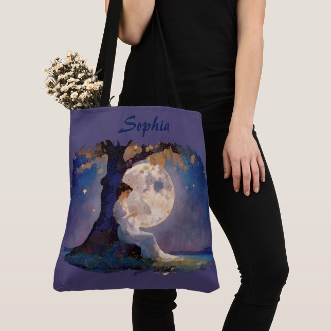 Bolsa Tote Moonlit Dreamer - Serene Night Sky (Close Up)