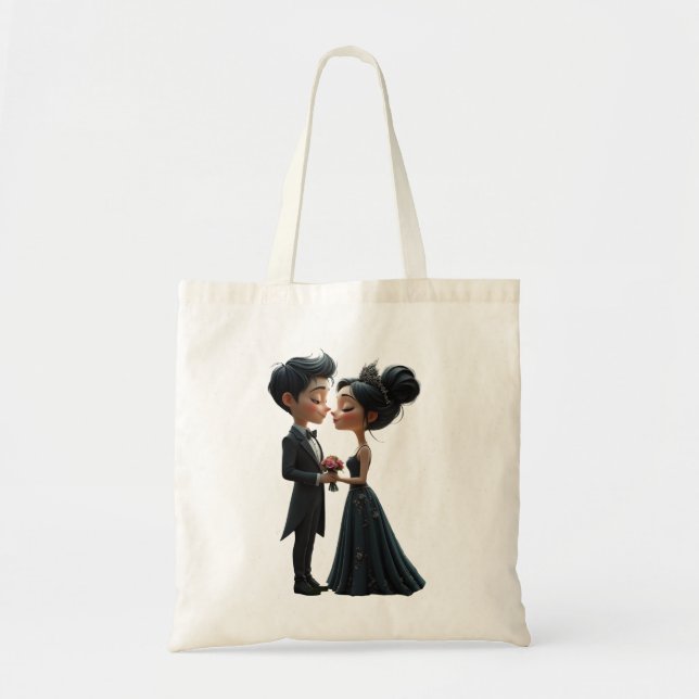 Bolsa Tote Moonlit Vows – A Cute Gothic Wedding Moment.  (Frente)