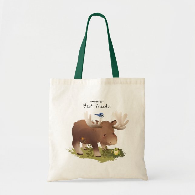 Bolsa Tote Moose ・ Imagem Animal da Floresta de Madeira (Frente)