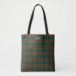 Bolsa Tote Moran Clan Tartan Dark Green Xadrez Monograma