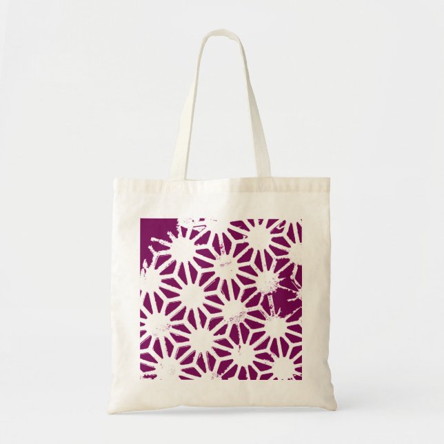 Bolsa Tote Morango e padrão geométrico branco (Frente)