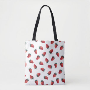 Bolsa Tote Morangos Aquarela: Padrão Sem Costura Brincante
