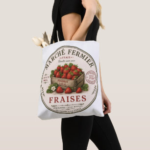 Bolsa Tote Morangos de Mercado de Agricultores Franceses Vint