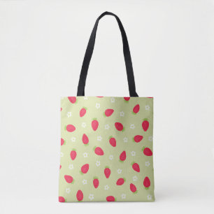 Bolsa Tote Morangos de Verão (em grande escala) Verde