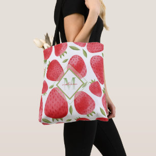 Bolsa Tote Morangos e Monograma de Mouro + Vermelho e Verde