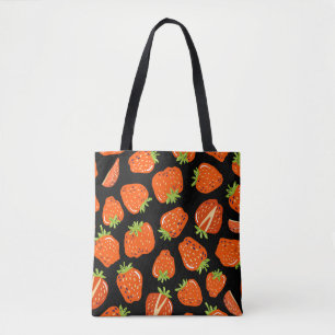 Bolsa Tote Morangos Negros: Textura sem costura vinda
