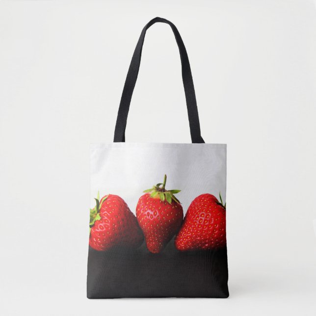 Bolsa Tote Morangos Sobre o stcn Preto (Frente)