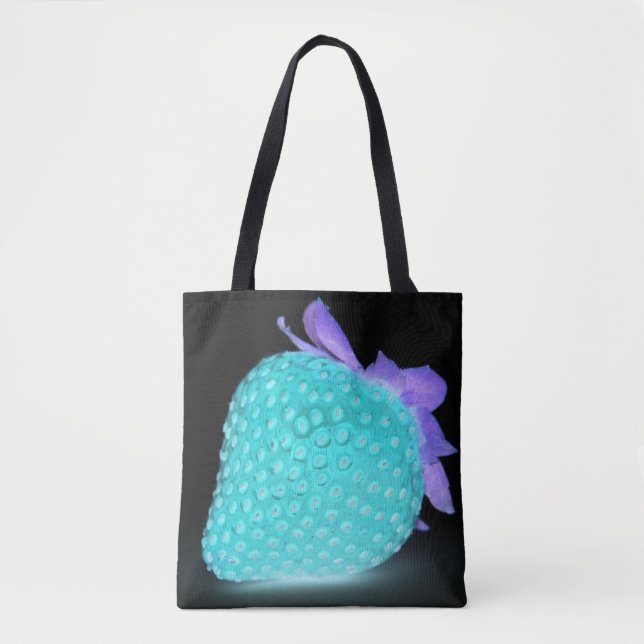 Bolsa Tote Morangueiro azul neon fofo (Frente)
