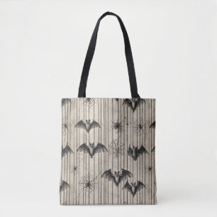 Bolsa Tote Morcegos e teias-aranha em tiras em relevo