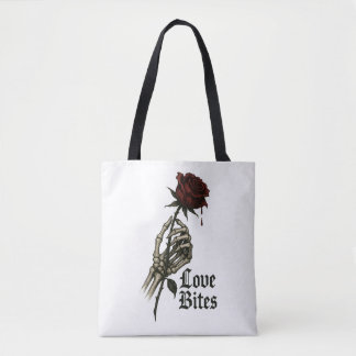 Bolsa Tote Mordidas do Amor: Rosa gótica e Arte Mão-de-Mão