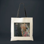 Bolsa Tote Morte e vida de Gustav Klimt Vintage Art Nouveau<br><div class="desc">Morte e vida (1908) de Gustav Klimt é uma pintura de arte vitoriana simbolismo das belas artes com duas partes separadas, Vida e Morte. À esquerda, a morte é representada por um clássico ceifeiro com crânio de ressonância, coberto por um roupão escuro enfeitado com uma cruz religiosa. À direita está...</div>