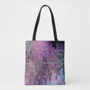Bolsa Tote Mosaico abstrato brilhante multicolorido com brilh