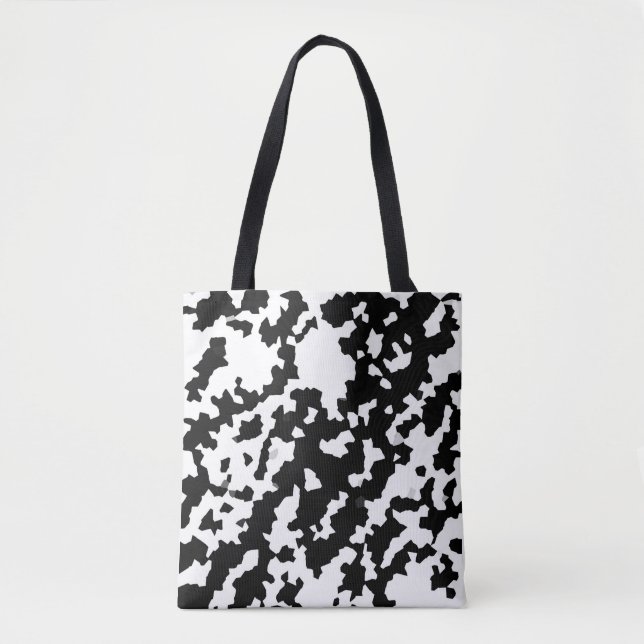 Bolsa Tote Mosaico Abstrato Irregular Preto e Branco Camuflag (Frente)