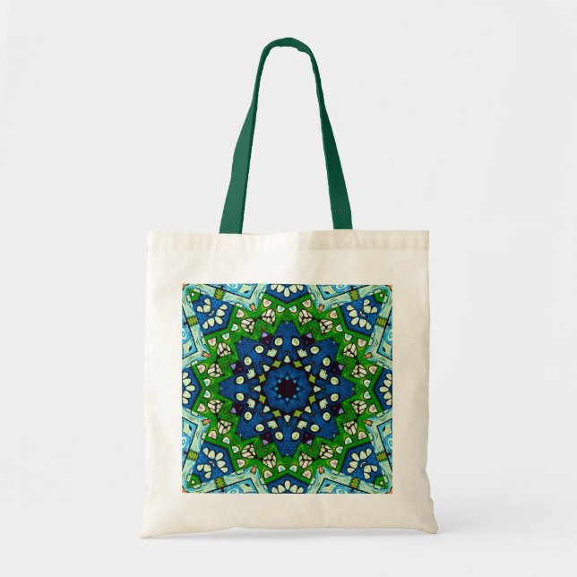 Bolsa Tote Mosaico Blue Hippie Boho Mandala (Frente)