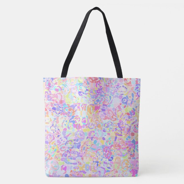 Bolsa Tote Mosaico Colorido do Pastel Rainbow Quirky Boho Blo (Frente)