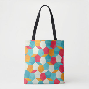 Bolsa Tote Mosaico Colorido, Padrão Artístico Invisível.