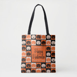 Bolsa Tote Mosaico de abóbora do Halloween