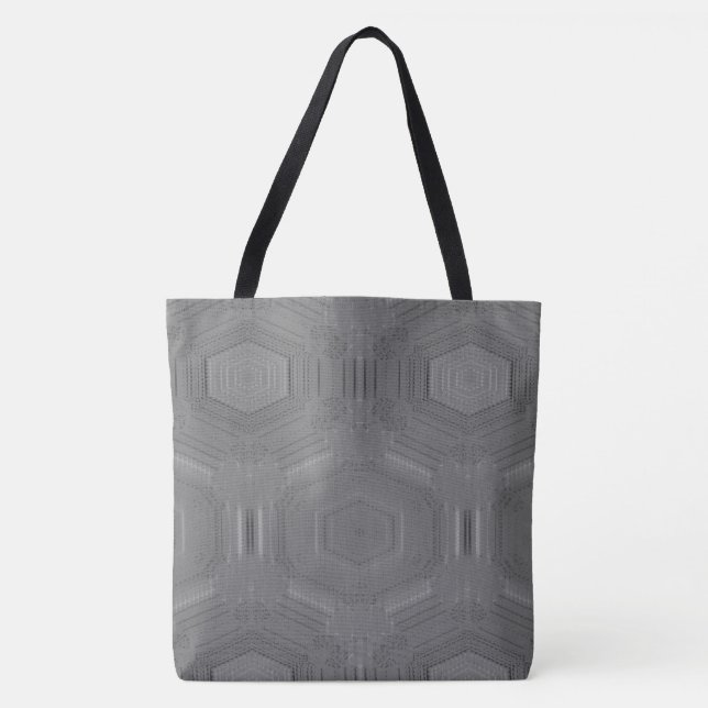 Bolsa Tote Mosaico de abstrato MODERN em cinza (Frente)