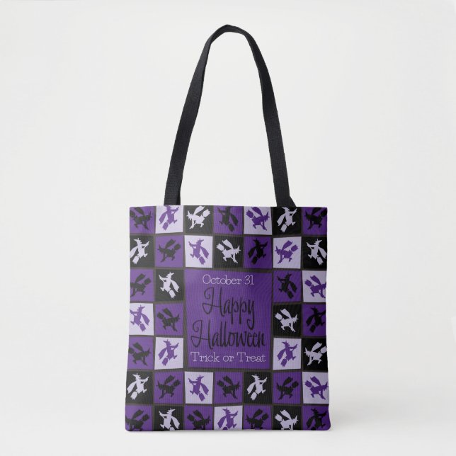 Bolsa Tote Mosaico de bruxas do Halloween (Frente)