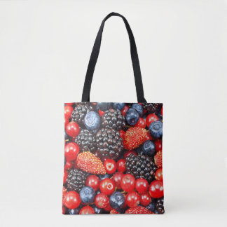 Bolsa Tote Mosaico de Fundo Fresco de Frutas Vermelhas