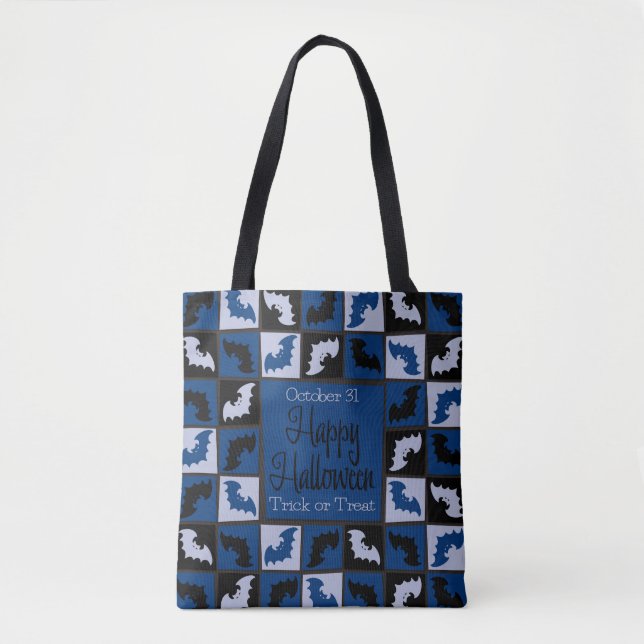 Bolsa Tote Mosaico de morcego de Halloween (Frente)