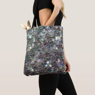 Bolsa Tote Mosaico de prata colorido Sparkly