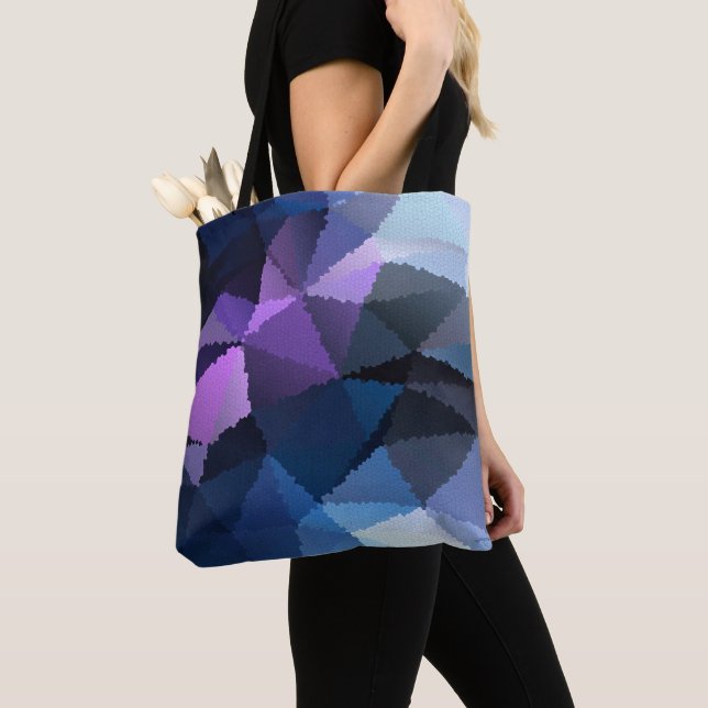 Bolsa Tote Mosaico em cores azul e rosa (Close Up)