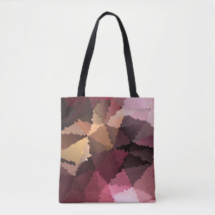 Bolsa Tote Mosaico em cores castanho-rosa e amarela