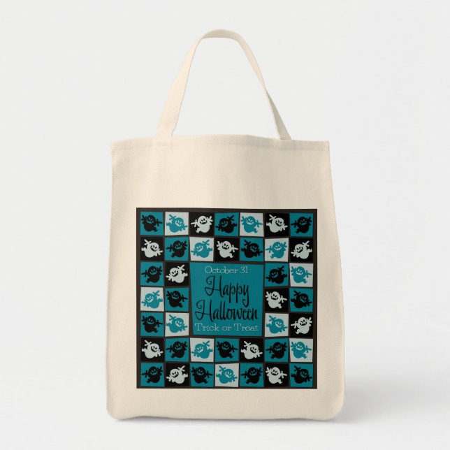 Bolsa Tote Mosaico fantasma do Halloween (Frente)
