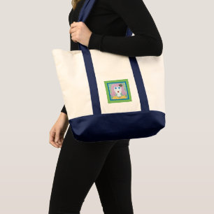 Bolsa Tote Mosaico - Ingrid com Borda Verde e Azul