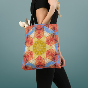 Bolsa Tote Mosaico Mandala Orange Blue e Yellow