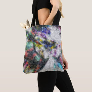 Bolsa Tote Mosaico, polidos, com coloração incolor manchada