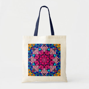 Bolsa Tote Mosaico Rosa Mandala Floral Psicélico Retro