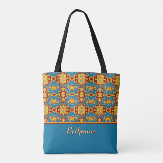Bolsa Tote Mosaico Turquesa, Amarelo e Vermelho