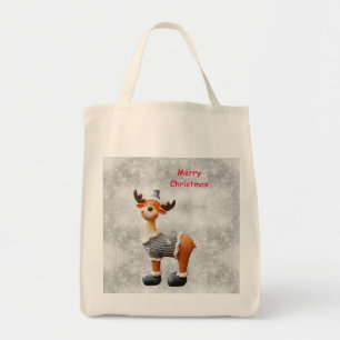 Bolsa Tote Mose Feliz de Natal vestindo um chapéu