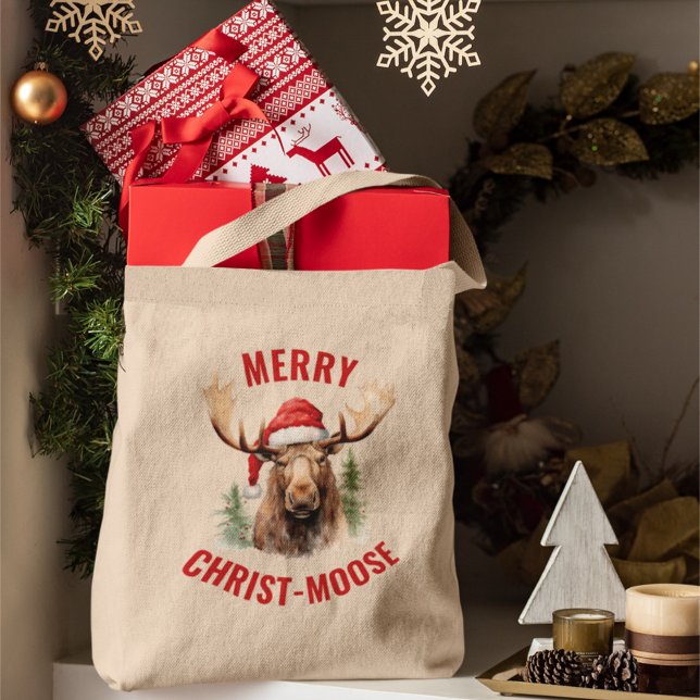 Bolsa Tote Moso-de-Cristo Engraçado, alce-de-natal (Criador carregado)