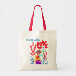 Bolsa Tote Mother's Day, love illustration. Woman, flowers