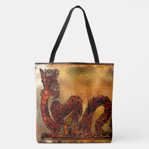 Bolsa Tote Motif Asiático do Dragão Chinês