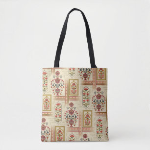 Bolsa Tote Motif de flores de múghes sem costura, com patamar