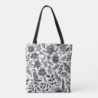 Bolsa Tote Motifs florais de vassoura desenhados à mão com pa