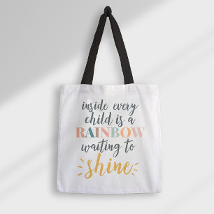 Bolsa Tote Motivação da Infância de Casa Cota Arco-Íris