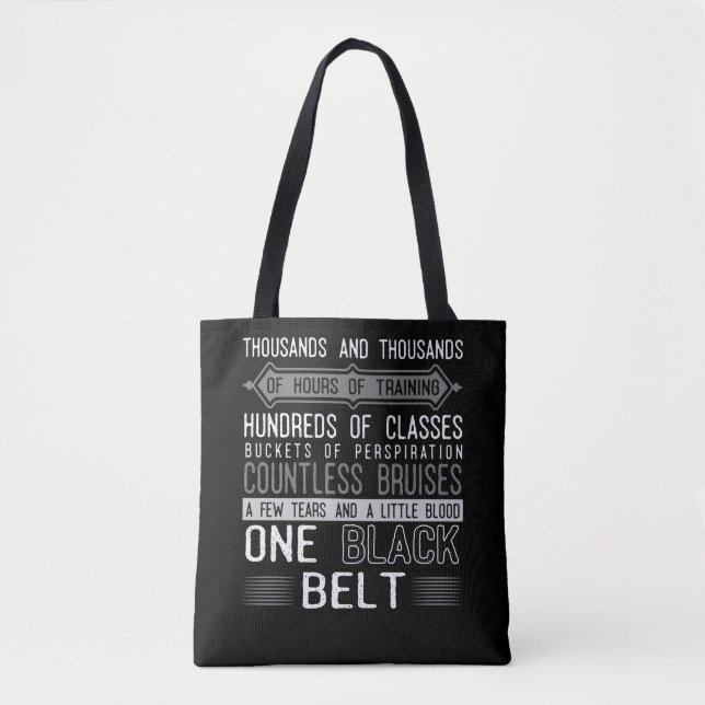 Bolsa Tote Motivação de Black Belt Karate Taekwondo Jiu Jitsu (Frente)
